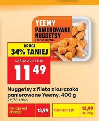 Nuggetsy z fileta z kurczaka panierowane Yeemy promocja w Biedronka