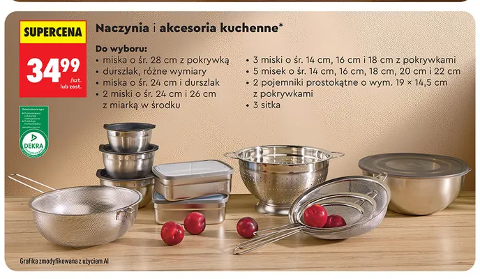 2 miski o śr. 24 cm i 26 cm z miarką w środku promocja w Biedronka