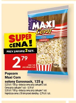 Popcorn Maxi Corn solony Eurosnack promocja w Twój Market