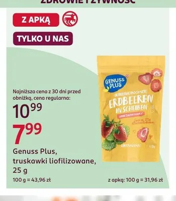Truskawki liofilizowane Genuss Plus Erdbeeren in Scheiben promocja w Rossmann
