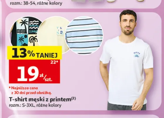 T-shirt męski z printem Inextenso promocja w Auchan