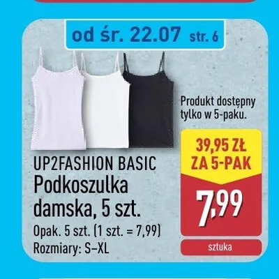 Podkoszulka damska UP2FASHION BASIC 5-pak promocja w Aldi