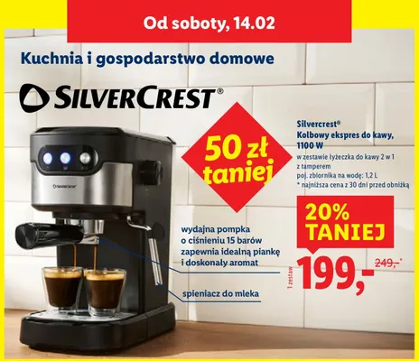 Kolbowy ekspres do kawy Silvercrest 1100 W promocja w Lidl