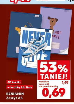 Zeszyt A5 BENIAMIN 32 kartki w linie promocja w Kaufland