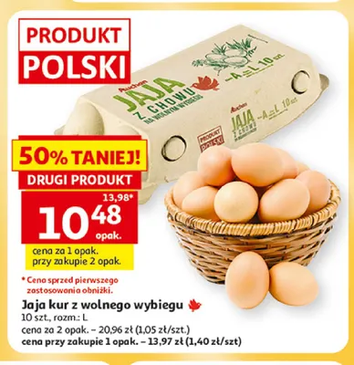 Jajka kurze kur z wolnego wybiegu rozm. L Auchan promocja w Auchan