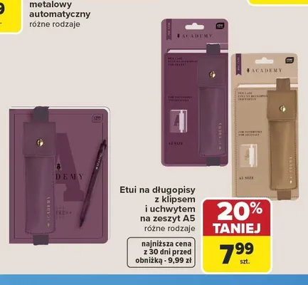 Etui na długopisy z klipsem i uchwytem na zeszyt A5 Interdruk Academy promocja w Carrefour