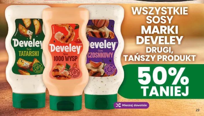 Sos czosnkowy Develey promocja w Dino