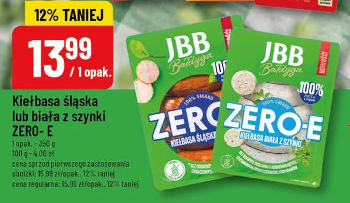 Kiełbasa śląska lub biała z szynki ZERO-E promocja w POLOmarket