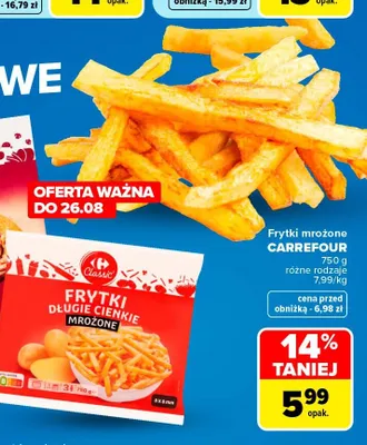 Frytki mrożone Carrefour długie cienkie promocja w Carrefour Market