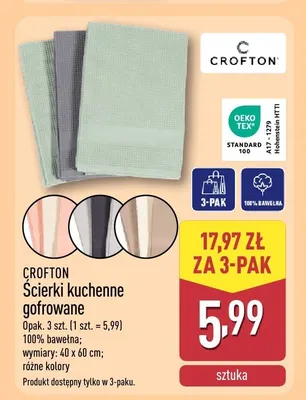 Ścierki kuchenne gofrowane Crofton 3-pak promocja w Aldi