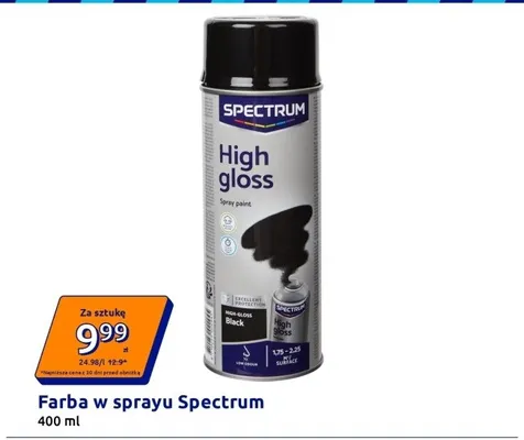 Farba w sprayu Spectrum High gloss Black promocja w Action