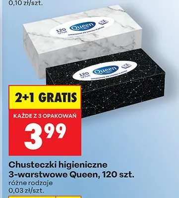 Chusteczki higieniczne 3-warstwowe, różne rodzaje 2+1 GRATIS promocja w Biedronka