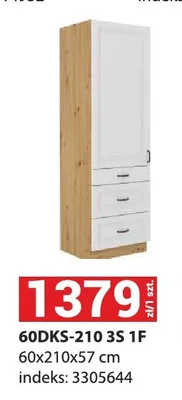 Szafka kuchenna stojąca wysoka Stilo 60DKS-210 3S 1F promocja w Merkury Market