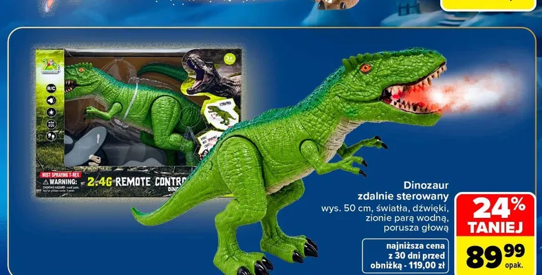 Dinozaur zdalnie sterowany wys. 50 cm promocja w Carrefour