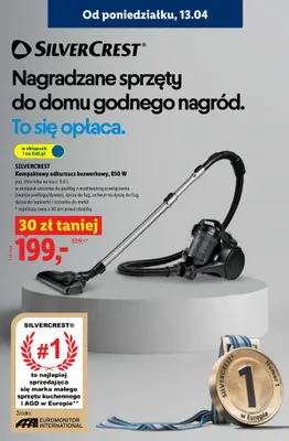Odkurzacz kompaktowy bezworkowy 850W promocja w Lidl