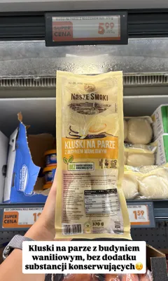 Kluski na parze z budyniem waniliowym Nasze Smaki promocja w Biedronka
