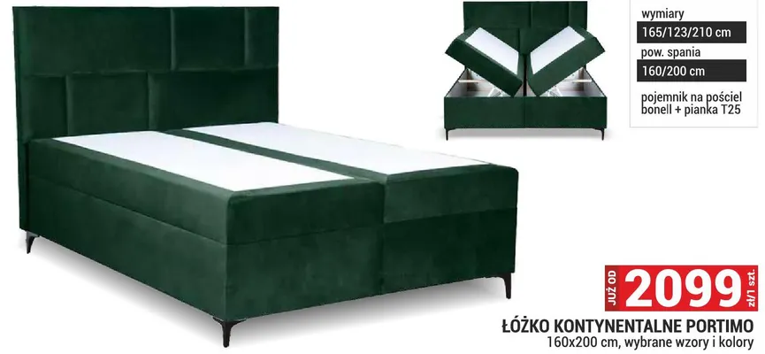 Łóżko kontynentalne Portimo 160x200 cm, wybrane wzory i kolory promocja w Merkury Market