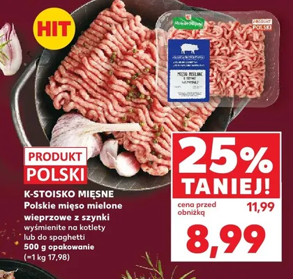 Mięso mielone wieprzowe z szynki wyśmienite na kotlety lub do spaghetti promocja w Kaufland