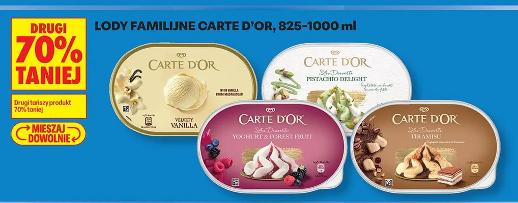 Lody familijne Carte D'Or Tiramisu promocja w Biedronka
