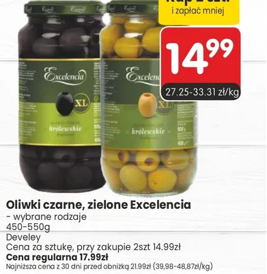 Oliwki zielone królewskie XL Excelencia Develey promocja w Market Point