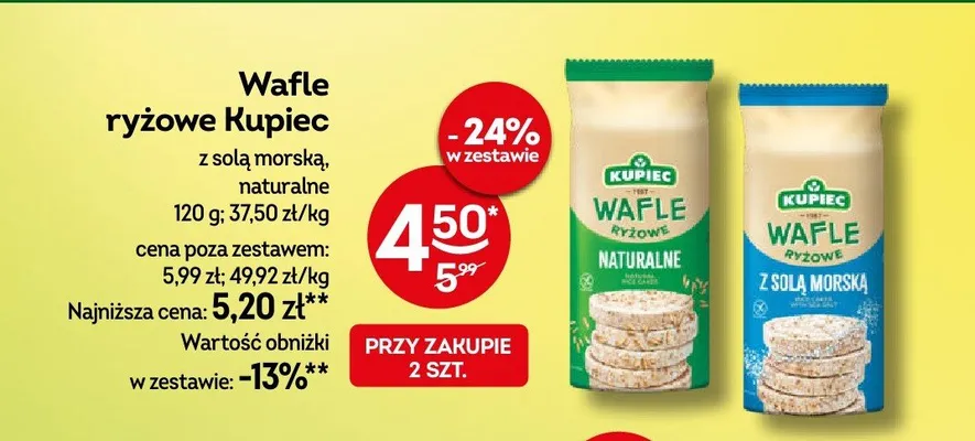 Wafle ryżowe Kupiec z solą morską promocja w Żabka