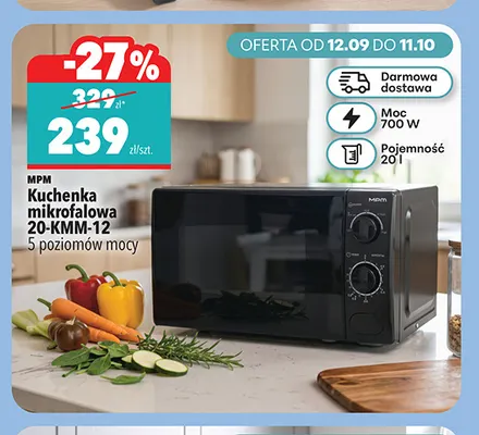 Kuchenka mikrofalowa 20-KMM-12 Mpm promocja w Biedronka