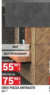 Gres PIAZZA ANTRACITE 60x60cm gat. I mat rektyfikowany promocja w Merkury Market