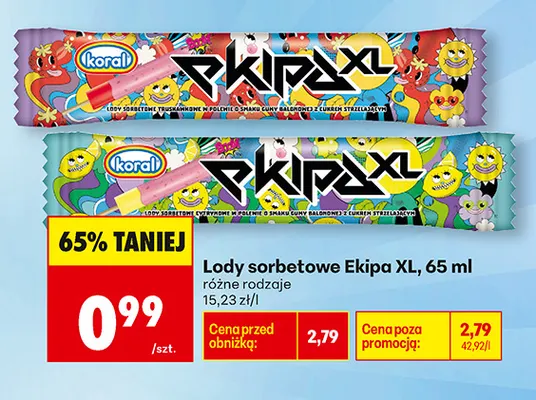Lody sorbetowe Ekipa XL promocja w Biedronka