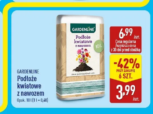 Podłoże kwiatowe z nawozem Gardenline promocja w Aldi
