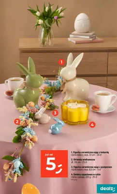 Figurka ceramiczna zając z pomponem różne kolory promocja w Dealz