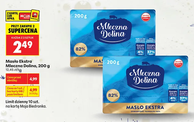 Masło ekstra Mleczna Dolina promocja w Biedronka