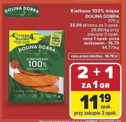 Kiełbasa 100% mięsa promocja w Carrefour Market