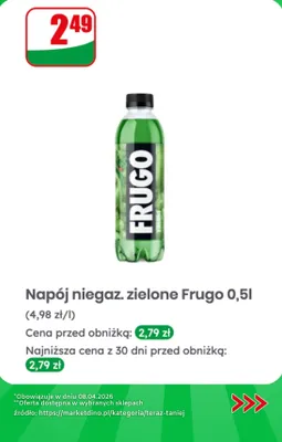 Napój niegazowany zielone Frugo promocja w Dino