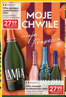 Wino musujące bezalkoholowe Lamia promocja w Makro