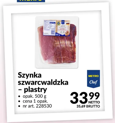 Szynka szwarcwaldzka plastry Metro Chef promocja w Makro