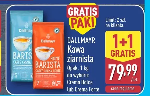 Kawa ziarnista Crema Forte Dallmayr promocja w Aldi