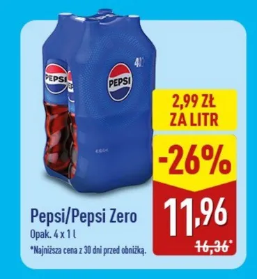 Napój gazowany Pepsi Zero 4-pak promocja w Aldi