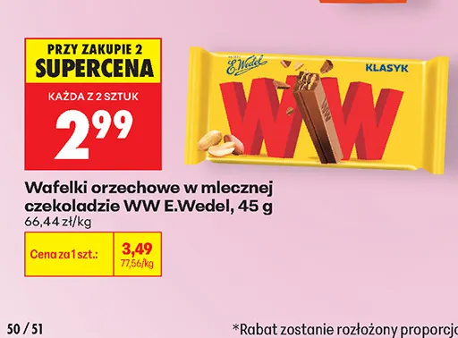 Wafelki orzechowe w mlecznej czekoladzie WW E.Wedel promocja w Biedronka