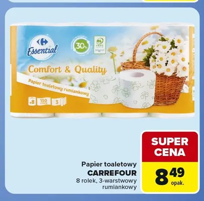 Papier toaletowy 3-warstwowy rumiankowy 8-pak Carrefour promocja w Carrefour Express