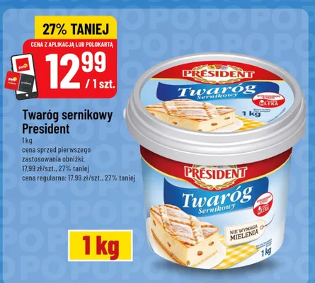 Twaróg sernikowy Président promocja w POLOmarket