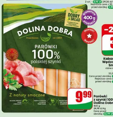 Parówki z szynki 100% Dolina Dobra promocja w Dino