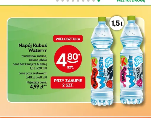 Napój Kubuś Waterrr zielone jabłko promocja w Żabka