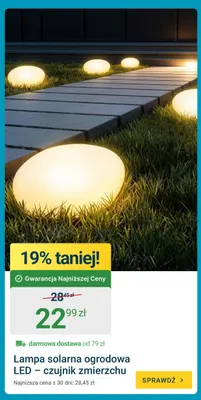 Lampa solarna ogrodowa LED – czujnik zmierzchu promocja w ERLI