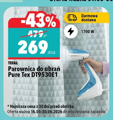 Parownica do ubrań TEFAL Pure Tex DT9530E1 1700W promocja w Biedronka Home