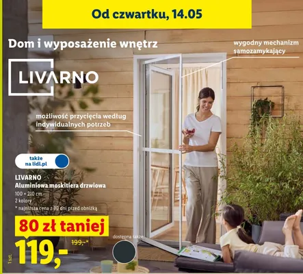 Aluminiowa moskitiera drzwiowa Livarno 100x210cm 2 kolory promocja w Lidl