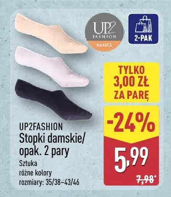 Stopki damskie męskie Up2Fashion 2-pak promocja w Aldi
