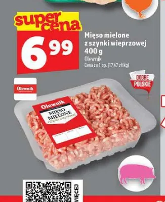 Mięso mielone z szynki wieprzowej Olewnik promocja w TOPAZ