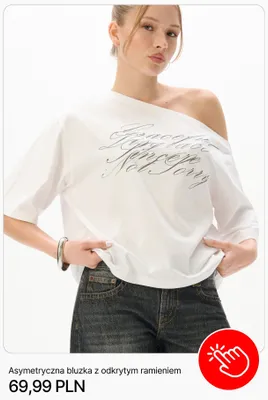 Bluzka asymetryczna z odkrytym ramieniem Cropp promocja w Cropp