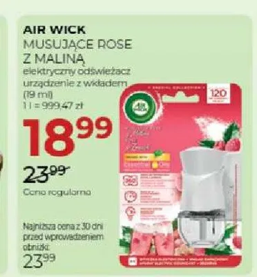Elektryczny odświeżacz powietrza Air Wick Musujące Rose z Maliną promocja w Drogerie Jawa
