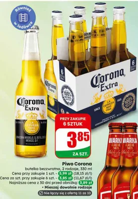 Piwo Corona Extra butelka bezwrotna promocja w Dino